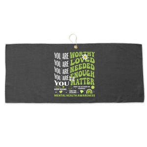 Motivational Support Warrior Mental Health Awareness Matters Large Microfiber Waffle Golf Towel