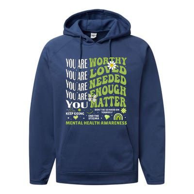 Motivational Support Warrior Mental Health Awareness Matters Performance Fleece Hoodie