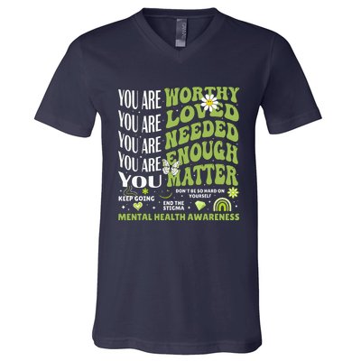 Motivational Support Warrior Mental Health Awareness Matters V-Neck T-Shirt