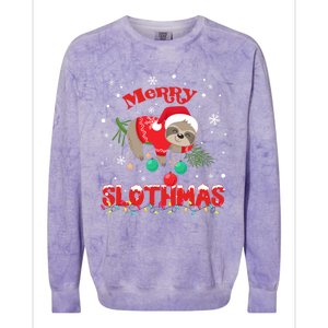 Merry Slothmas Xmas Gift Christmas Pajama For Sloth Lovers Cute Gift Colorblast Crewneck Sweatshirt