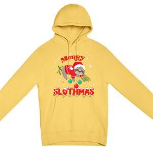 Merry Slothmas Xmas Gift Christmas Pajama For Sloth Lovers Cute Gift Premium Pullover Hoodie