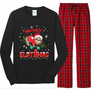 Merry Slothmas Xmas Gift Christmas Pajama For Sloth Lovers Cute Gift Long Sleeve Pajama Set