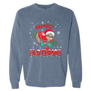 Merry Slothmas Xmas Gift Christmas Pajama For Sloth Lovers Cute Gift Garment-Dyed Sweatshirt