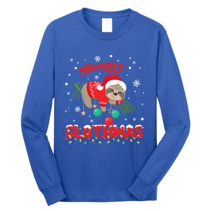 Merry Slothmas Xmas Gift Christmas Pajama For Sloth Lovers Cute Gift Long Sleeve Shirt