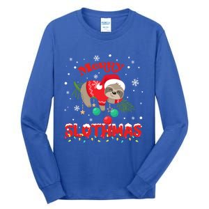 Merry Slothmas Xmas Gift Christmas Pajama For Sloth Lovers Cute Gift Tall Long Sleeve T-Shirt