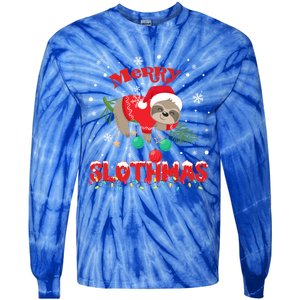 Merry Slothmas Xmas Gift Christmas Pajama For Sloth Lovers Cute Gift Tie-Dye Long Sleeve Shirt