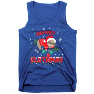 Merry Slothmas Xmas Gift Christmas Pajama For Sloth Lovers Cute Gift Tank Top