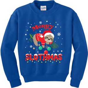 Merry Slothmas Xmas Gift Christmas Pajama For Sloth Lovers Cute Gift Kids Sweatshirt