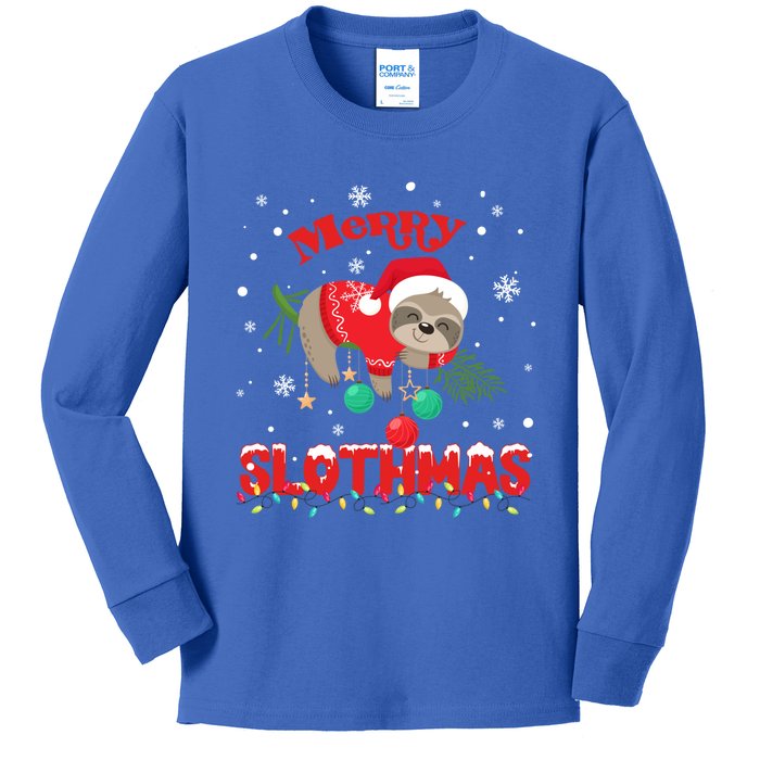 Merry Slothmas Xmas Gift Christmas Pajama For Sloth Lovers Cute Gift Kids Long Sleeve Shirt