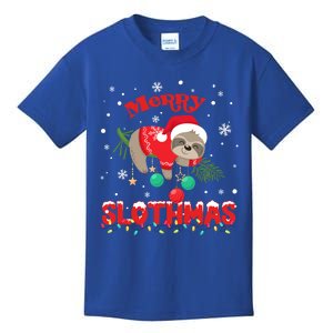 Merry Slothmas Xmas Gift Christmas Pajama For Sloth Lovers Cute Gift Kids T-Shirt