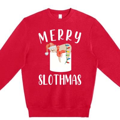 Merry Slothmas Xmas Sloth Animal Accessories Decor Gift Premium Crewneck Sweatshirt