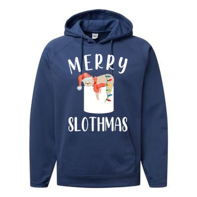 Merry Slothmas Xmas Sloth Animal Accessories Decor Gift Performance Fleece Hoodie