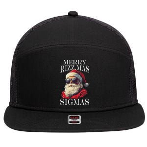 Merry Sigmas Xmas Christmas Santa Claus 7 Panel Mesh Trucker Snapback Hat