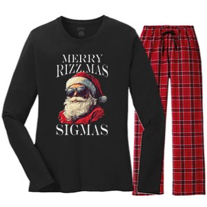 Merry Sigmas Xmas Christmas Santa Claus Women's Long Sleeve Flannel Pajama Set 