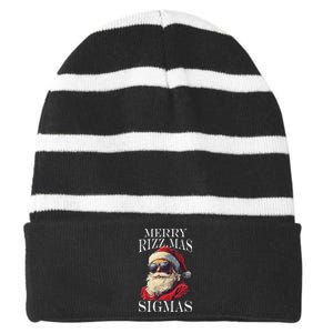 Merry Sigmas Xmas Christmas Santa Claus Striped Beanie with Solid Band