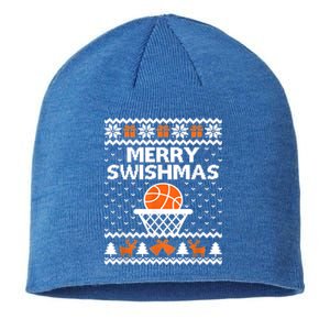 Merry Swishmas Xmas Basketball Ugly Christmas Style Gift Sustainable Beanie