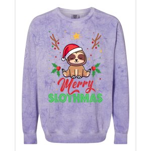 Merry Slothmas Xmas Pajama For Sloth Lovers Gift Colorblast Crewneck Sweatshirt