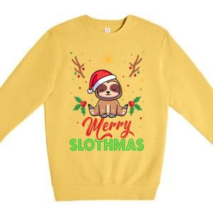 Merry Slothmas Xmas Pajama For Sloth Lovers Gift Premium Crewneck Sweatshirt