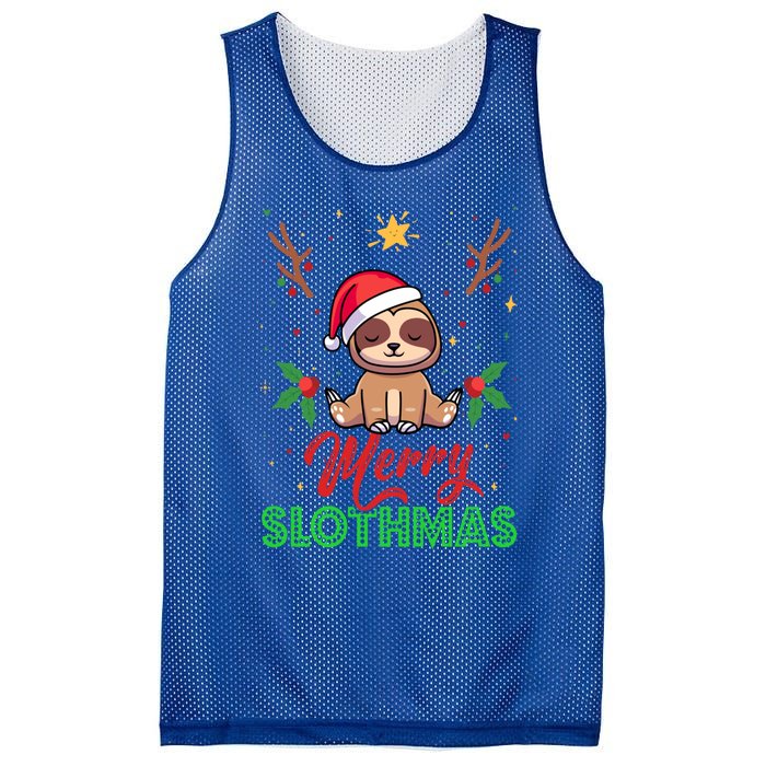 Merry Slothmas Xmas Pajama For Sloth Lovers Gift Mesh Reversible Basketball Jersey Tank