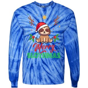 Merry Slothmas Xmas Pajama For Sloth Lovers Gift Tie-Dye Long Sleeve Shirt