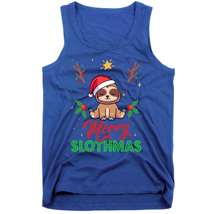 Merry Slothmas Xmas Pajama For Sloth Lovers Gift Tank Top