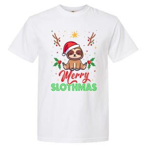 Merry Slothmas Xmas Pajama For Sloth Lovers Gift Garment-Dyed Heavyweight T-Shirt