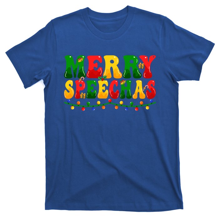 Merry Speechmas Xmas Light Slp Speech Therapist Christmas Great Gift T-Shirt