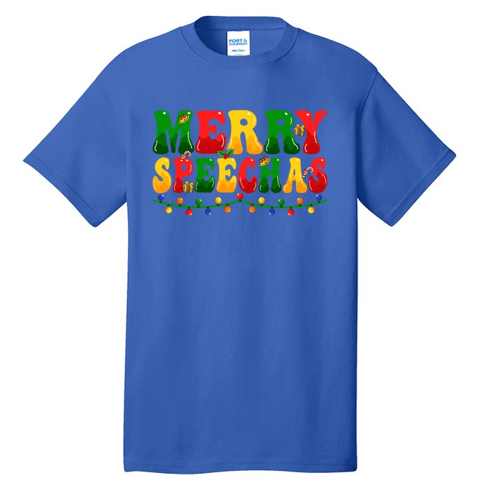 Merry Speechmas Xmas Light Slp Speech Therapist Christmas Great Gift Tall T-Shirt