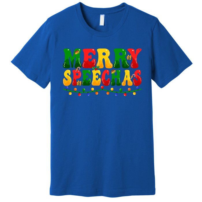 Merry Speechmas Xmas Light Slp Speech Therapist Christmas Great Gift Premium T-Shirt