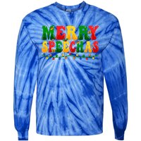 Merry Speechmas Xmas Light Slp Speech Therapist Christmas Great Gift Tie-Dye Long Sleeve Shirt