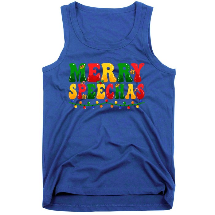 Merry Speechmas Xmas Light Slp Speech Therapist Christmas Great Gift Tank Top