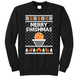 Merry Swishmas Xmas Basketball Ugly Christmas Sweater Style Sweatshirt