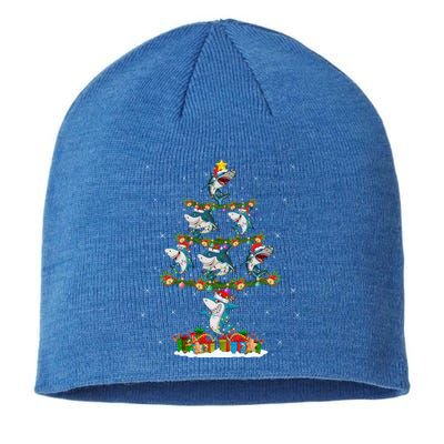 Merry Sharkmas Xmas Lighting Santa Shark Christmas Tree Great Gift Sustainable Beanie