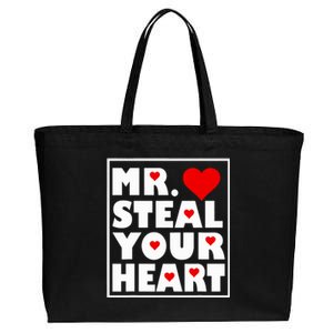 Mr Steal Your Heart Valentines Day Cotton Canvas Jumbo Tote