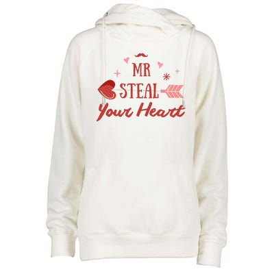 Mr Steal Your Heart Cute Valentine's Day Womens Funnel Neck Pullover Hood