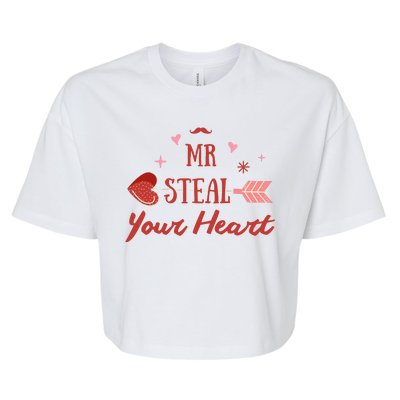 Mr Steal Your Heart Cute Valentine's Day Bella+Canvas Jersey Crop Tee