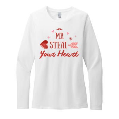 Mr Steal Your Heart Cute Valentine's Day Womens CVC Long Sleeve Shirt