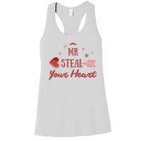 Mr Steal Your Heart Cute Valentine's Day Women's Racerback Tank