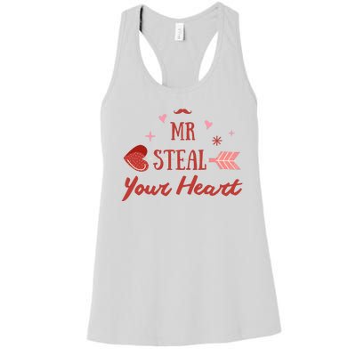 Mr Steal Your Heart Cute Valentine's Day Women's Racerback Tank