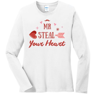 Mr Steal Your Heart Cute Valentine's Day Ladies Long Sleeve Shirt