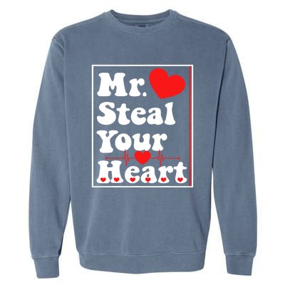 Mr. Steal Your Heart Valentines Day Boy Garment-Dyed Sweatshirt