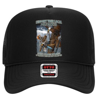 Mens Support Your Local Pole Dancer Lineman Trucker Hat