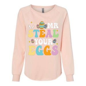 Mr Steal Your Eggs Easter Sunday Funny Easter Womens California Wash Sweatshirt