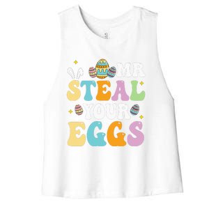 Mr Steal Your Eggs Easter Sunday Funny Easter Women's Racerback Cropped Tank