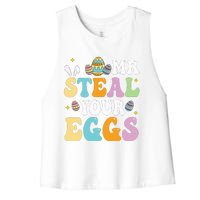 Mr Steal Your Eggs Easter Sunday Funny Easter Women's Racerback Cropped Tank