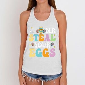 Mr Steal Your Eggs Easter Sunday Funny Easter Women's Knotted Racerback Tank