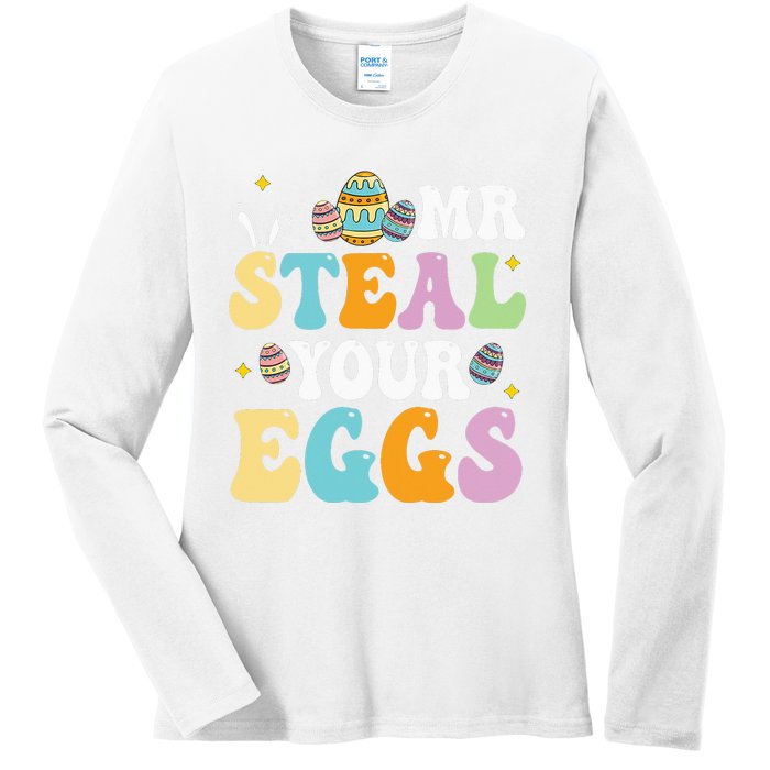 Mr Steal Your Eggs Easter Sunday Funny Easter Ladies Long Sleeve Shirt