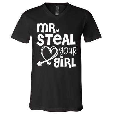 Mr Steal Your Girl Hearts Boy Son Brother Fun Valentines Day V-Neck T-Shirt