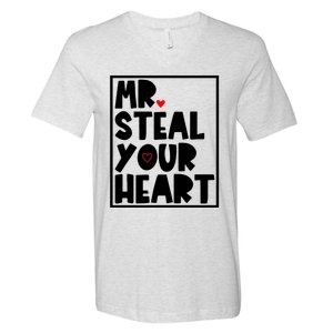 Mr Steal Your Heart Funny Valentines Day V-Neck T-Shirt