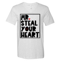 Mr Steal Your Heart Funny Valentines Day V-Neck T-Shirt